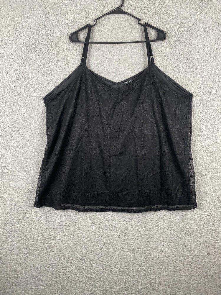 Torrid Top Womens 4X Black Lace Sleeveless Spaghetti Strap Shirt